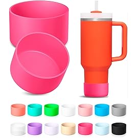 KTKUDY 2Pcs Silicone Boot for Stanley Quencher Tumbler H2.0 30 oz 40 oz & IceFlow 20 oz 30 oz & Intended for Hydro Flask Water Bottle 12-24 oz - Protective Cup Bottom Accessories Fits Stanley Cup