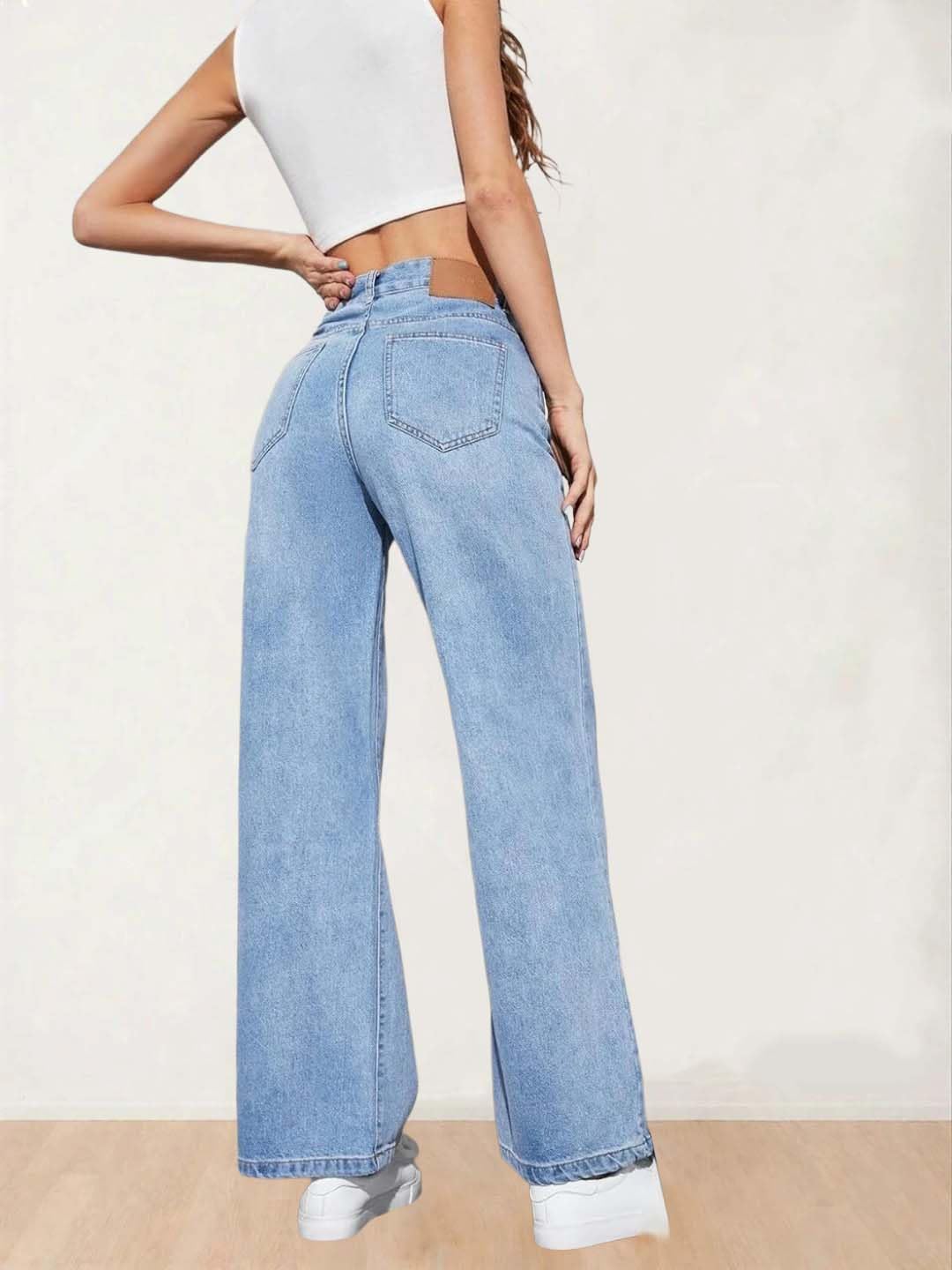 KOTTY Womens Solid High Rise Cotton Lycra Blend Relaxed Fit Jeans - Image 4 thumbnail