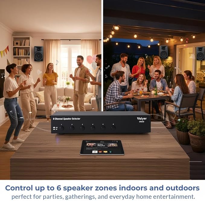 Selector de altavoces 6 canales Vaiyer con protección de impedancia miniatura 8