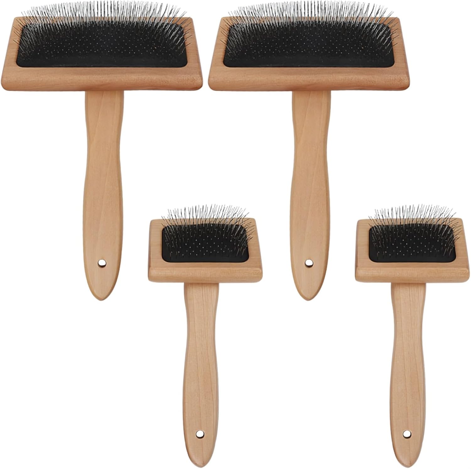 Dogs and Cats for Sizes Large and Small Includes, Shedding for Bristles Metal, Handle Wooden Dog Grooming Tools, 4 Pcs Set Comb Pet, Storage Easy for Loop Hanging Convenient