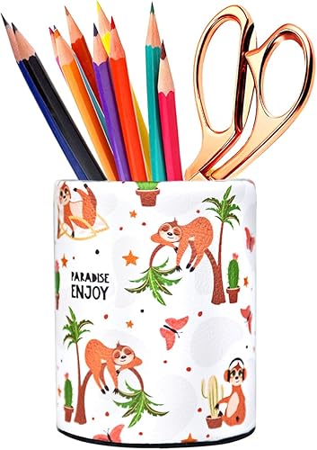 Miniatura 7 de HEYGOO Soporte para bolígrafos de piel sintética, organizador de escritorio para mujeres y niñas, soporte para brochas de maquillaje, regalo ideal