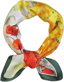 [パンダファミリー] スカーフ レディース 春 夏 シルク調 正方形 ヘアバンド 薄地 花柄 プリント柄 無地 バンダナ スーツ 母の日 おしゃれ 上品 70×70cm