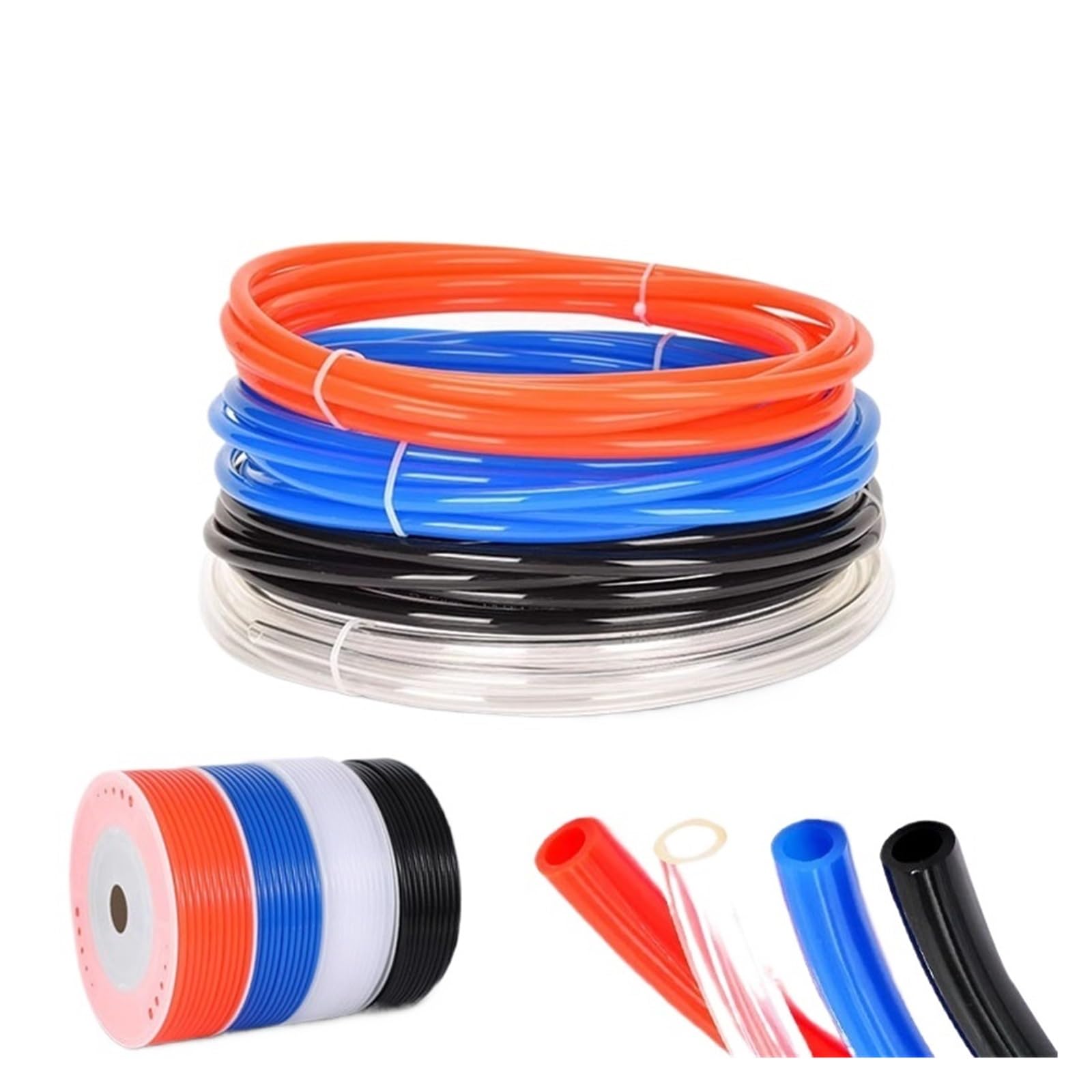Tubo de manguera de aire neumático de 10m/20m/50m/100m 4mm 6mm 8mm 10mm 12mm tubo de manguera de aire tubo de plástico neumático tubo de poliuretano(Black 10m,12x8mm)