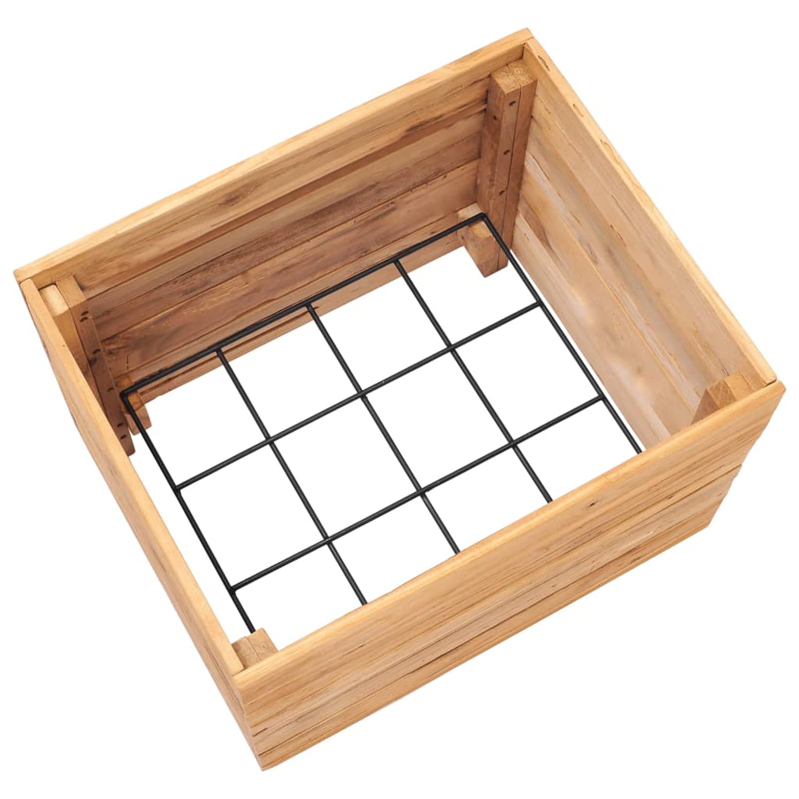 Hochbeet, Palettenrahmen, Hochteich, Gemüsebeet, Kräuterregal Balkon, Blumenbeet, Kräuterspirale, Tomatenbeet, Pflanzhochbeet, 50x40x38 cm Teak Altholz und Stahl