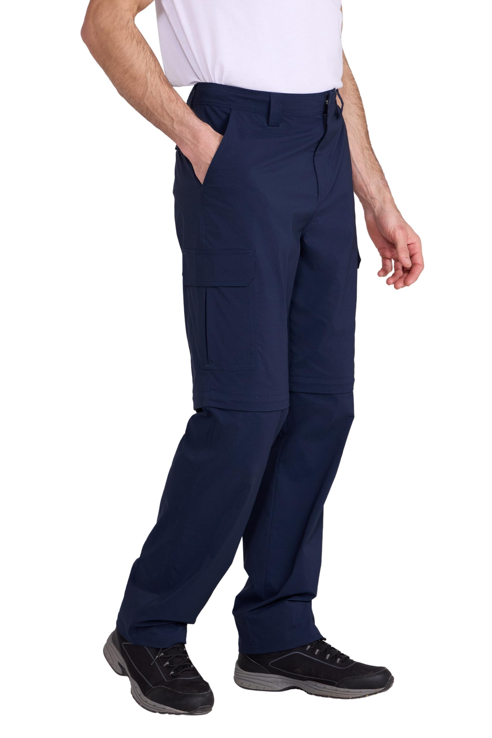 Mountain Warehouse Men's Navy Delta Cargo Stretch Zip-Off Trousers Regular - Stretchy Pants With Uv Protect Max & Quick Drying - Spring Summer, Walking, Hiking, Outdoors W34