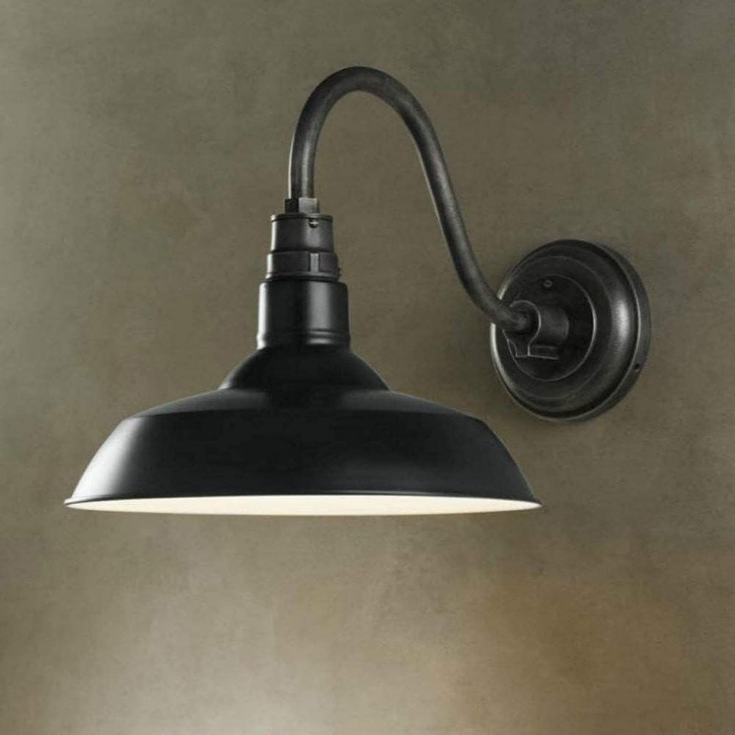 OZBMA Retro Industrial Wall Sconce Waterproof Outdoor Barn Light V-intage Black Metal Semi-Gloss Porch Light, for Bedroom (Onecolor)