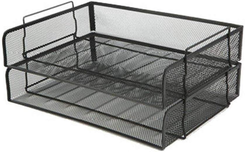 2 Tier Stackable Letter Tray Desk Organizer , Paper ,Black