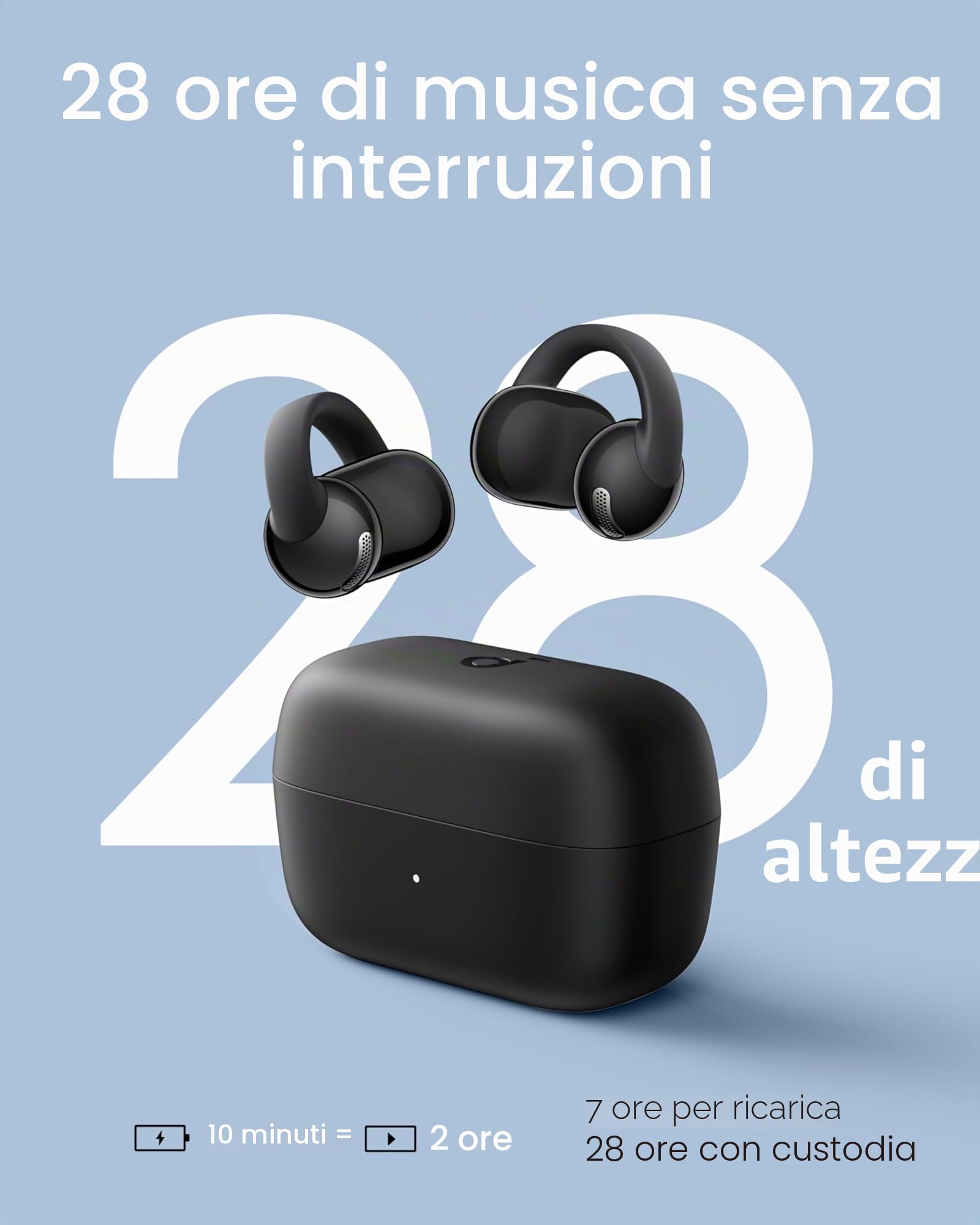 Soundcore C50i Anker Cuffie Open-Ear Clip-On Driver 12mm 28 Ore IP55 Bluetooth 6.0