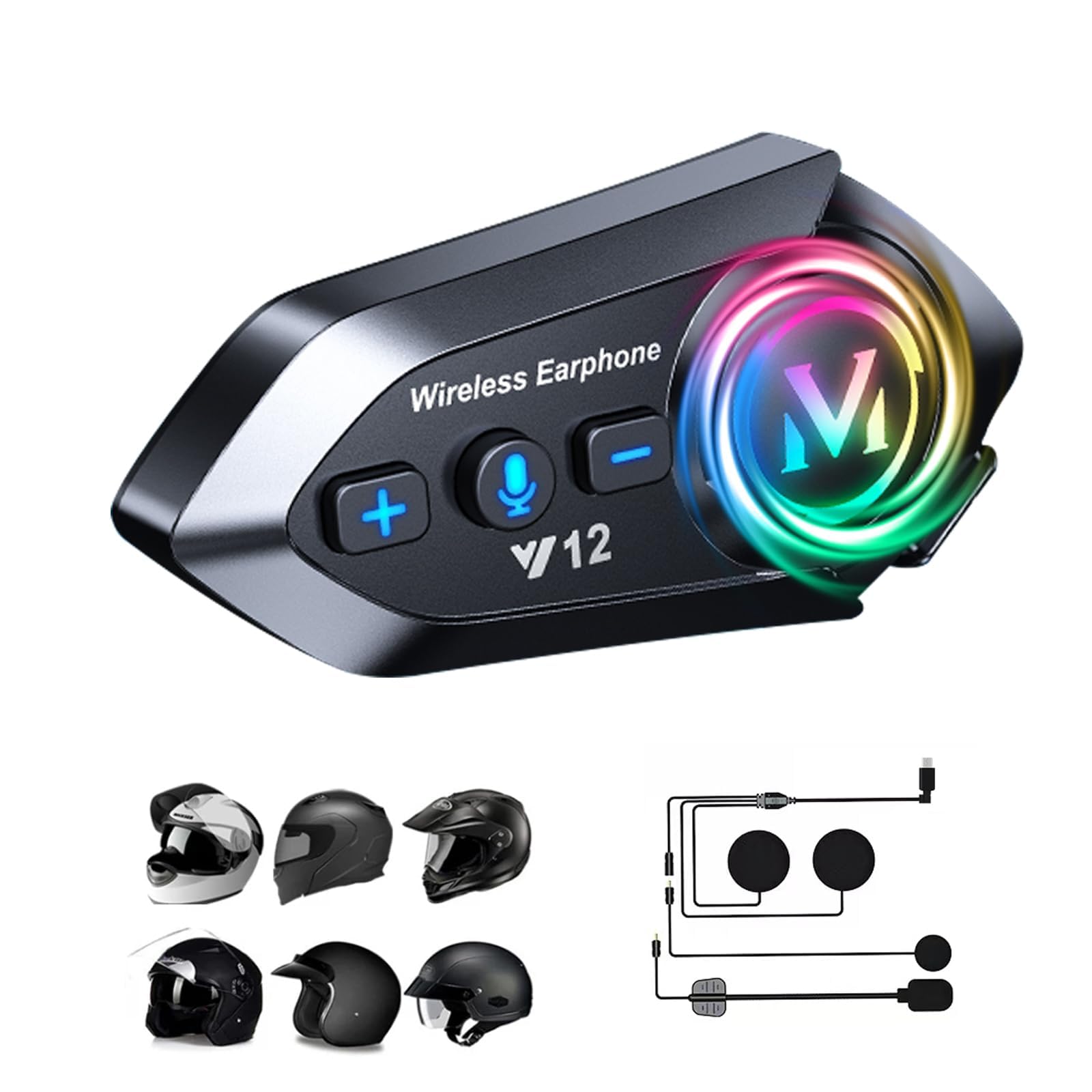 Intercom - Cuffie da moto per 2 persone, sistema di comunicazione Bluetooth