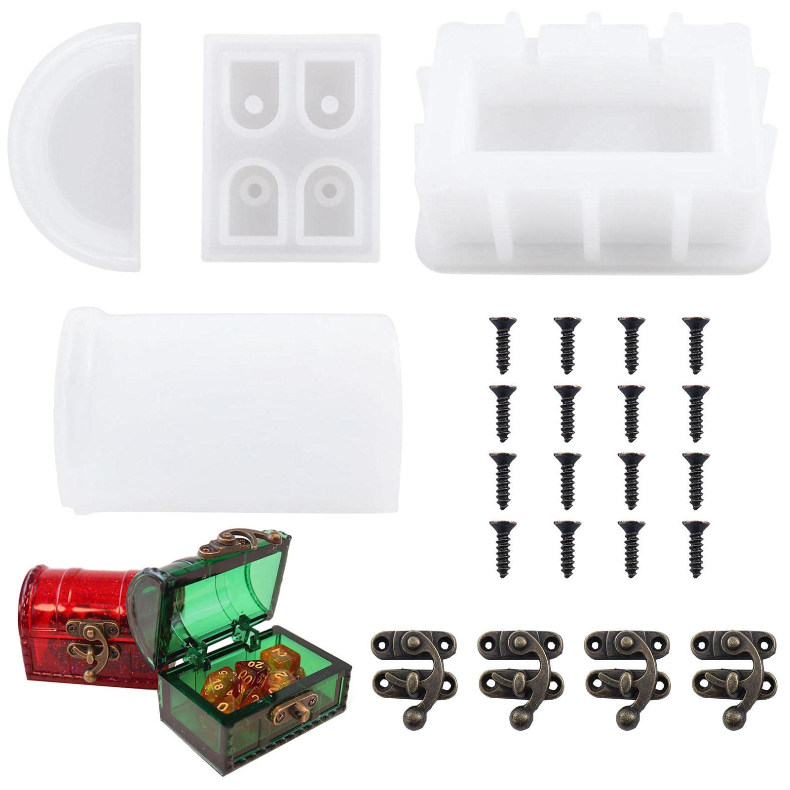 5 Pcs Formy silikonowe do skarbów,Ręcznie robione formy żywiczne do przechowywania | Forma do odlewania żywicy silikonowej do dekoracji DIY pudełko na biżuterię, tworzenie własnego pudełka na Jyfanse
