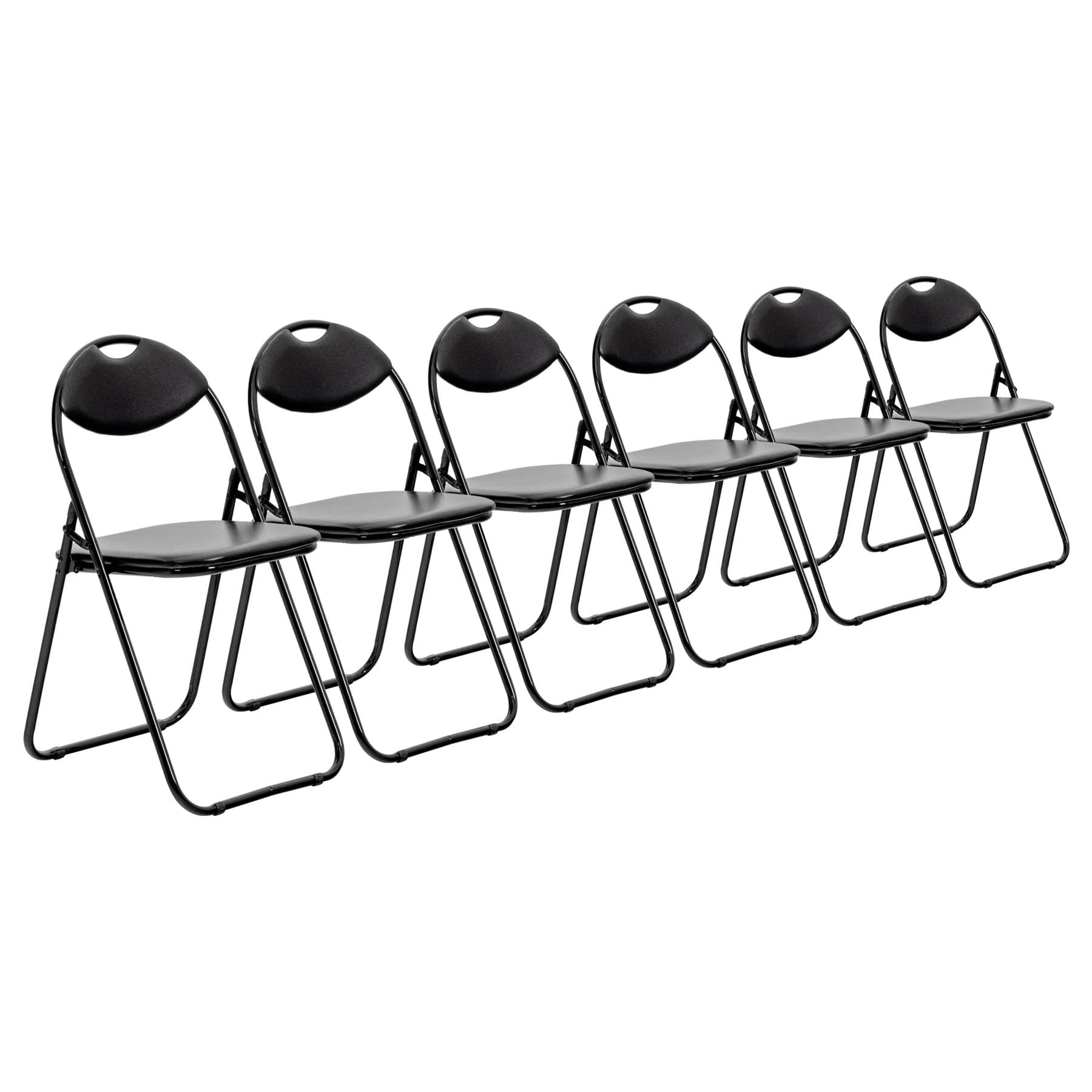 Harbour Housewares Black Padded Folding Chairs - Pack of 6 Portable Folding Chairs for Dining, Office, Vanity, Makeup, Study & Home Soft Padded Seating Small Desk Seats โ image 1