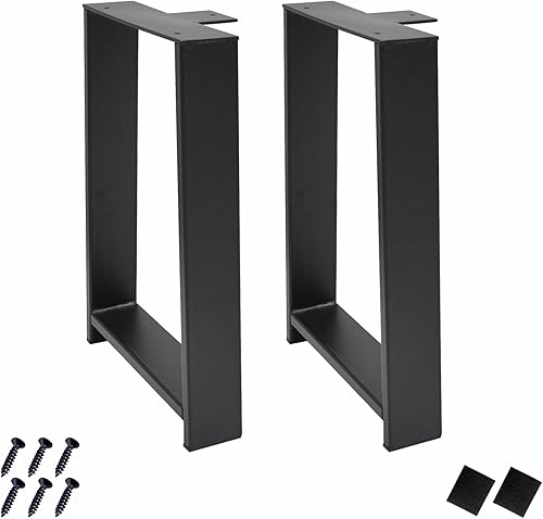 Juego de 2 patas de metal resistente para mesa de muebles de 16 pulgadas de altura, patas negras de hierro forjado tipo H, patas resistentes