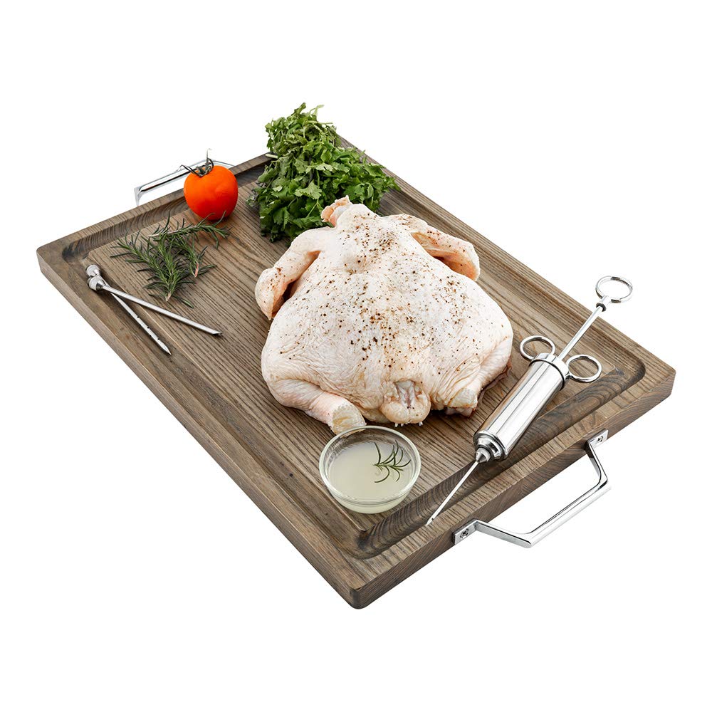 Restaurantware Met Lux Fleischinjektor-Set, professionelles Lebensmittelspritzen-Set, 57 ml, 3 Nadeln, Edelstahl-Fleischinjektor-Set, 2 Reinigungsbürsten, zum Marinieren und Würzen, Silber
