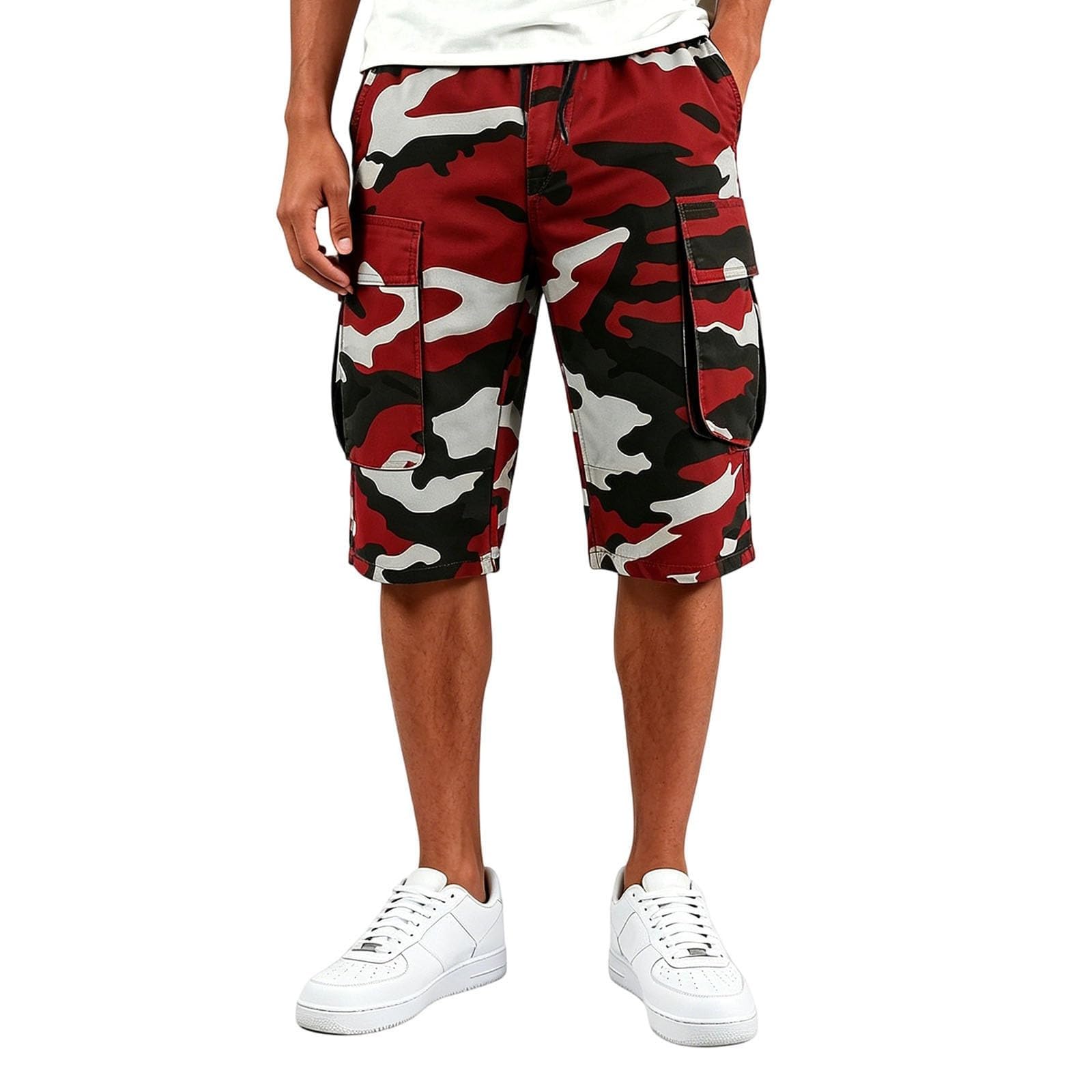 Short de travail pour homme, motif camouflage, hip-hop, surdimensionné