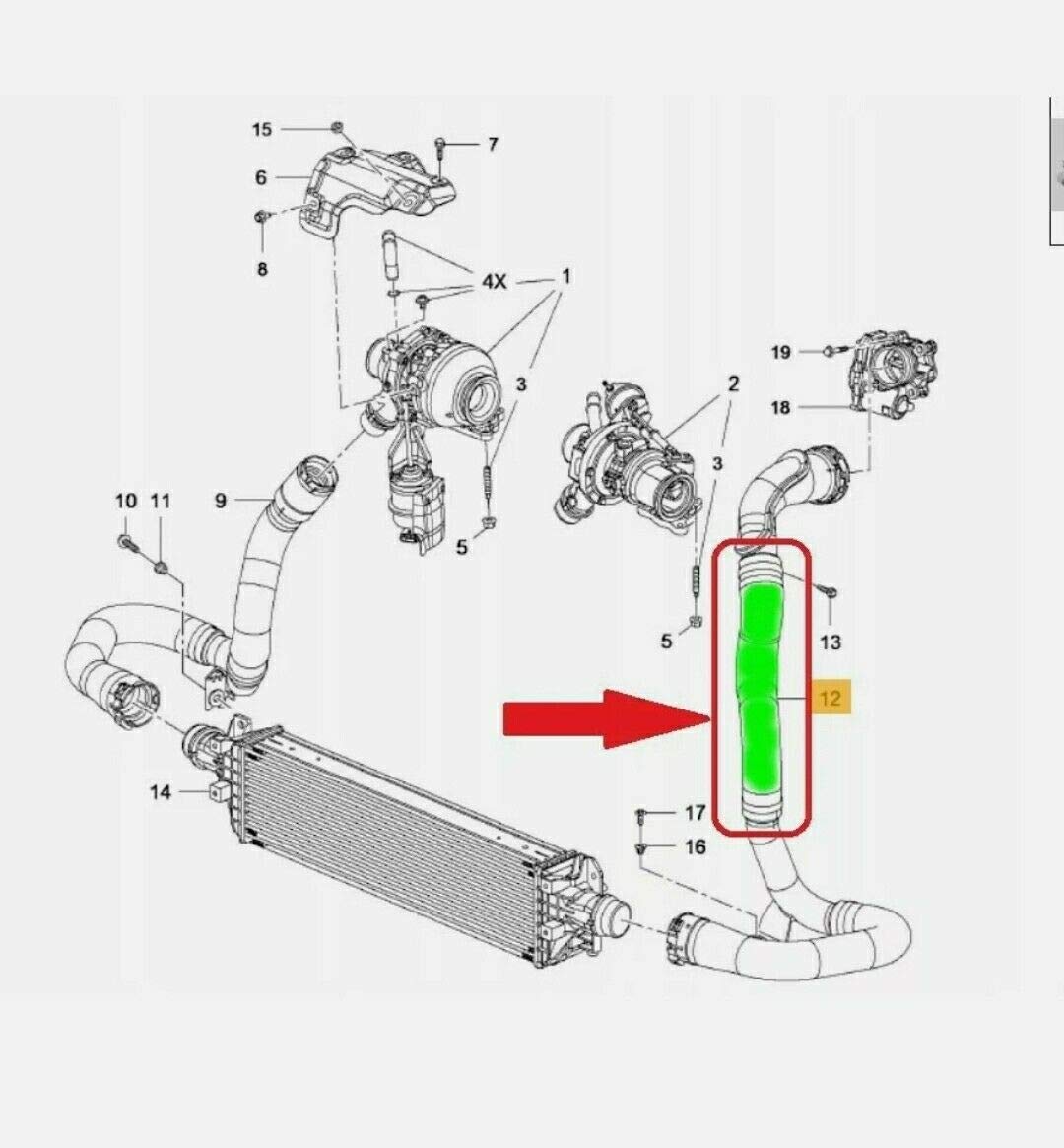 Tubo turbo compatibile con Opel Mokka – Opel Mokka X 1.6 CDTI 110 PS 136PS 1302287