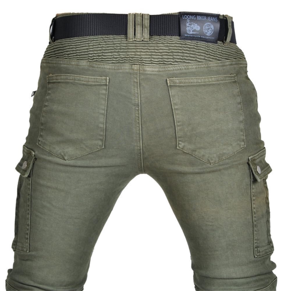 DYRBF męskie i damskie dżinsy motocyklowe stretch slim fit spodnie dżinsowe ze zdejmowanymi podkładkami ochronnymi na kolana i biodra