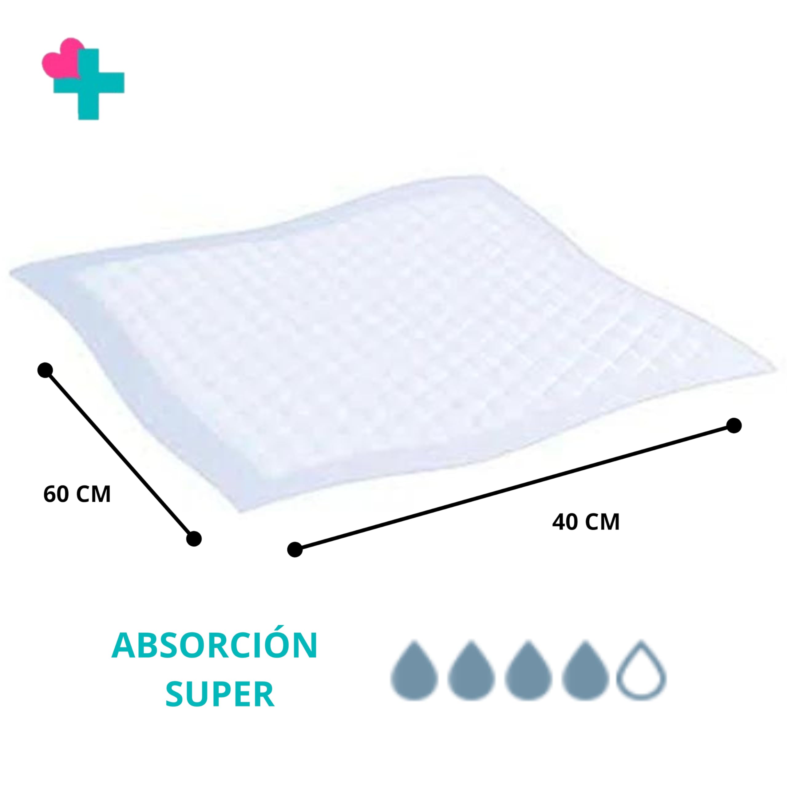 AMD Caja 1 Paquete con 30 Salvacamas Desechables 60x90. Empapadores Cama Adultos Desechables. Protector de Cama de un Solo Uso. Cambiadores Desechables Absorción Super (1 Paquete de 30ud, 60x90)