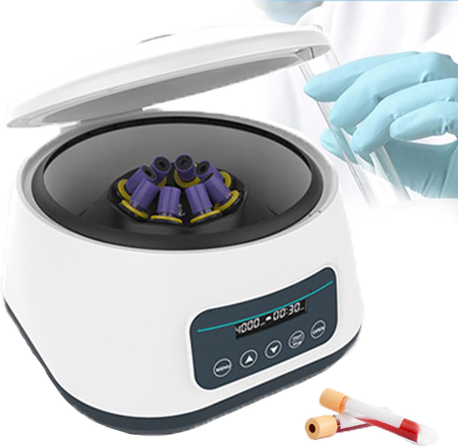 NYANS RCF Lab Benchtop Centrifuges w/Timer, with 500-4000/5000 RPM Adjustable Speed, Open Cover Protection, Blood Collection Tubes Capacity 10/5/2ML x 8,4000