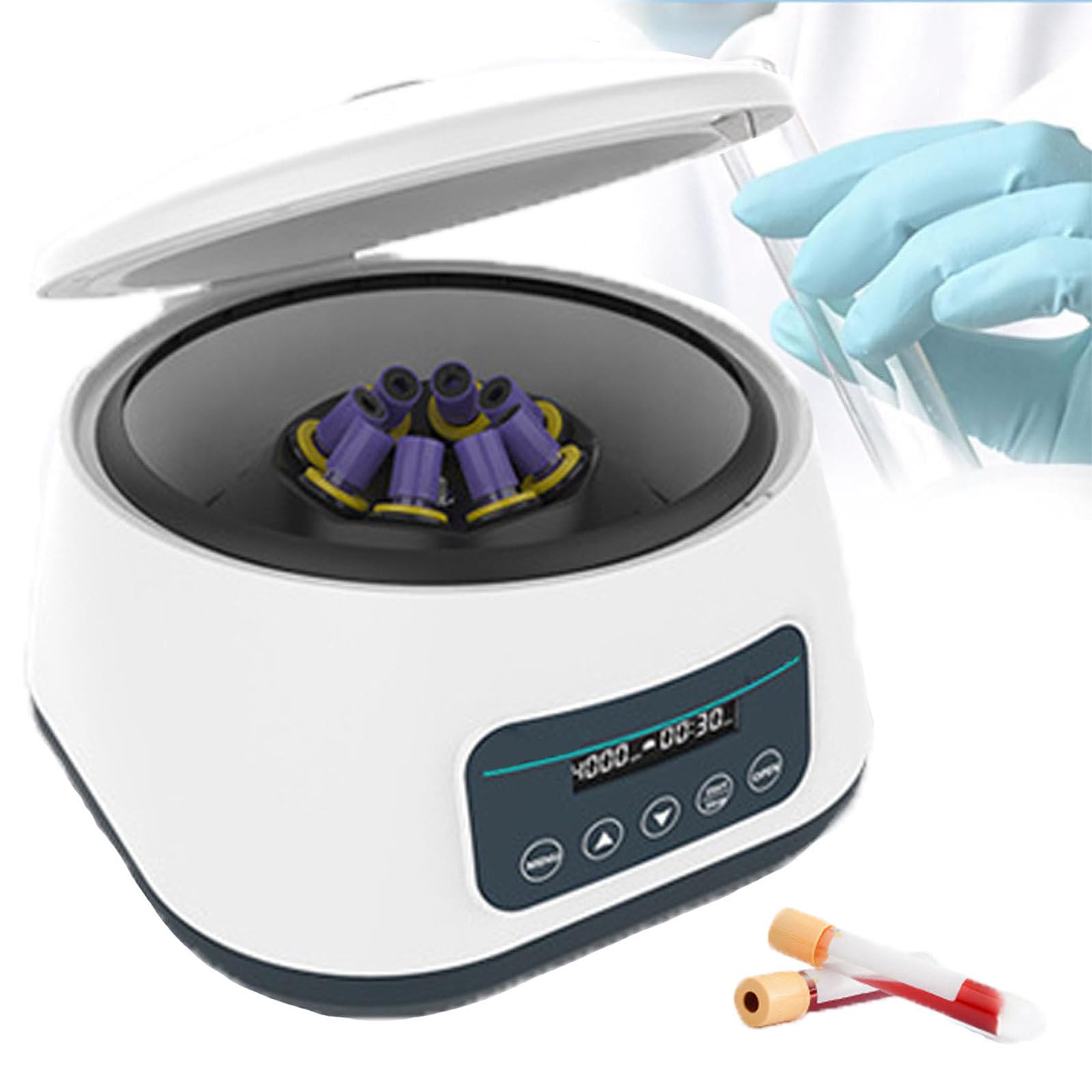 NYANS RCF Lab Benchtop Centrifuges w/Timer, with 500-4000/5000 RPM Adjustable Speed, Open Cover Protection, Blood Collection Tubes Capacity 10/5/2ML x 8,4000