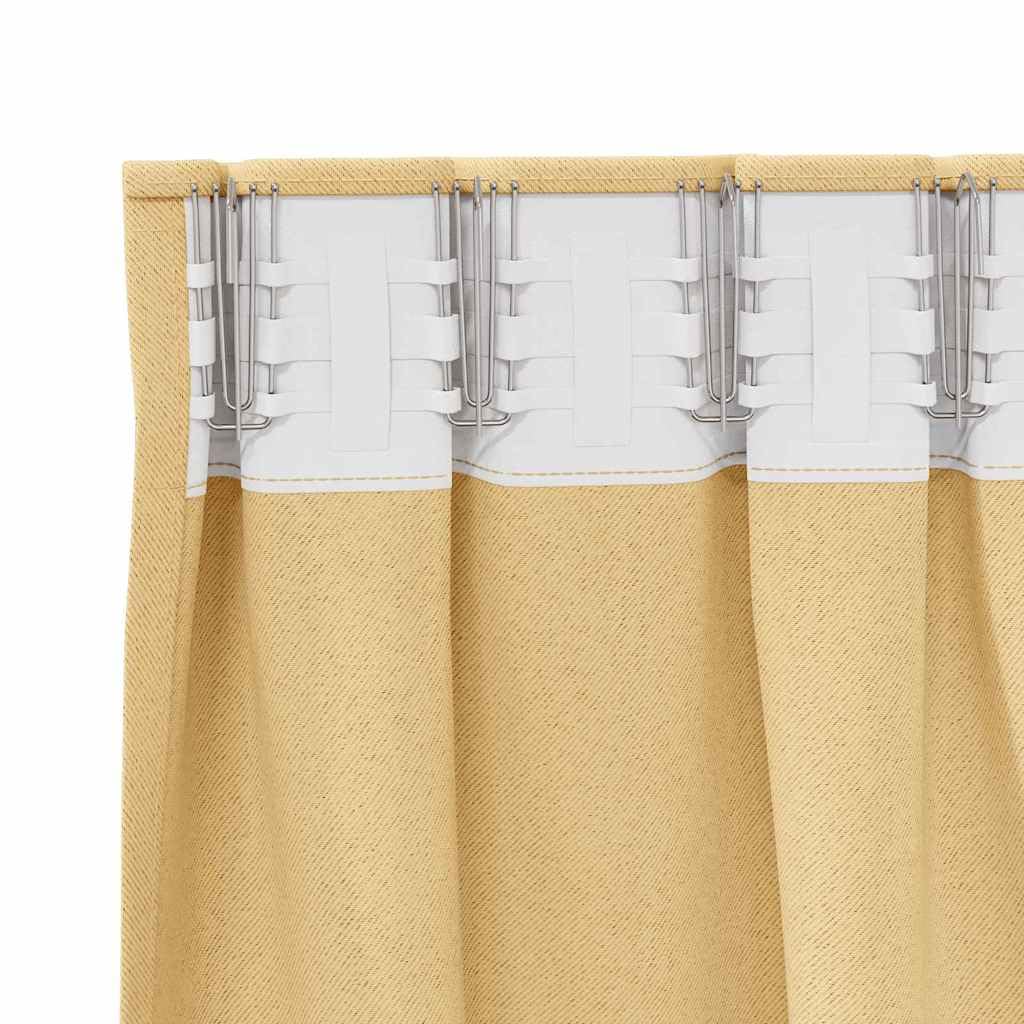 Verdunkelungs Vorhänge mit Ringen, 2er Set Beige aus Polyester, 245 x 140 cm, Blickschutz, Sonnenschutz, Wärmeschutz, Sichtschutz für Wohnzimmer Schlafzimmer Büro