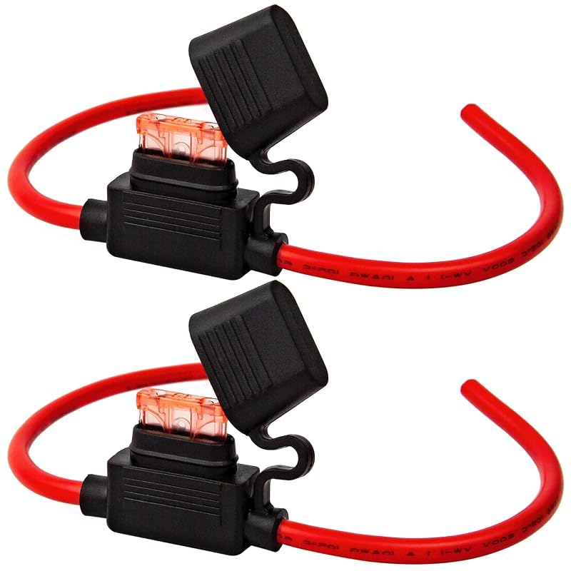 Porta-fusível em linha VANSIHO 10 AWG à prova d’água com fusível ATC/ATO de 40 A – Kit com 2