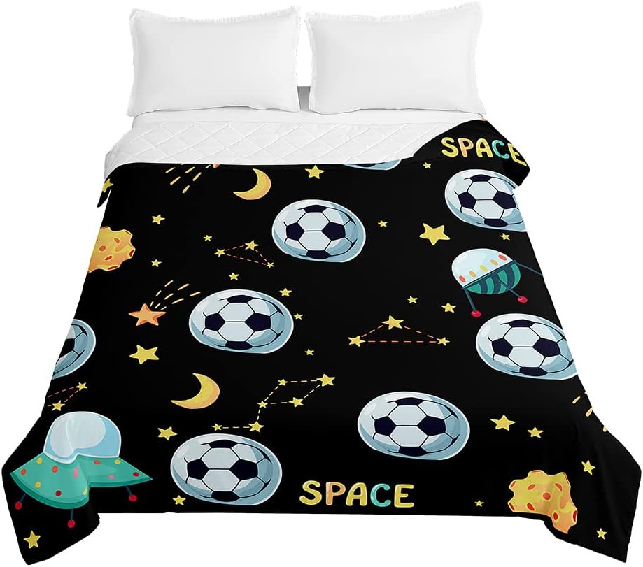 Odot Colcha Bouti de Verano, 3D Movimiento Estampado Suave Microfibra Multiusos Cubrecama Lavable Acolchada Edredón Manta para Cama de Infantil Individual Matrimonio (130x150cm,Fútbol 4)
