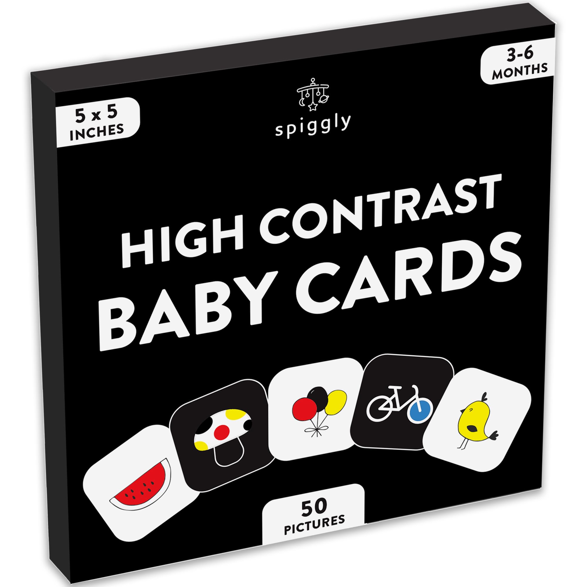 Spiggly High Contrast Baby Flashcards Black White Color Newborn Brain Development Toys Visual Stimulation Learning Activity Cards 50 Pictures for