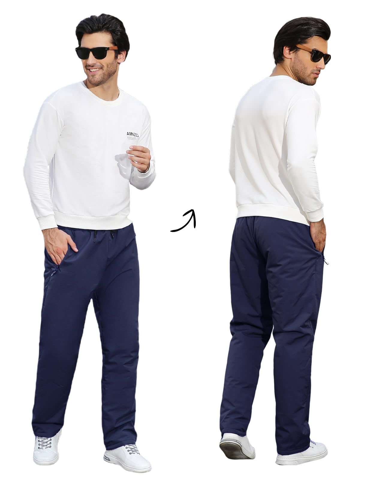 UMIPUBO Pantaloni da Jogging Uomo Foderato in Pile Pantaloni Tuta Invernali Jogger Sportivi Termici Lunghi Pantaloni con Tasche Caldo Elastico Vita con Coulisse Trousers Fitness Corsa Sci