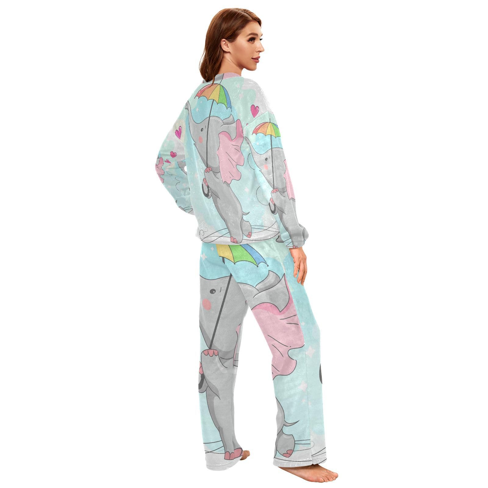 Pyjama-Sets für Damen, niedlicher Elefant, Jungen, Winter, warme Nachtwäsche, Sommer, Loungewear-Set, Pyjama-Set
