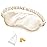 Silk Sleep Mask Eye Mask Blindfold with Double Layer Silk Filling and Elastic Strap for Full Night\'s Sleep, Travel and Nap, Soft Eye Cover Eyeshade with Luxury Bag and Ear Plugs (Champagne)