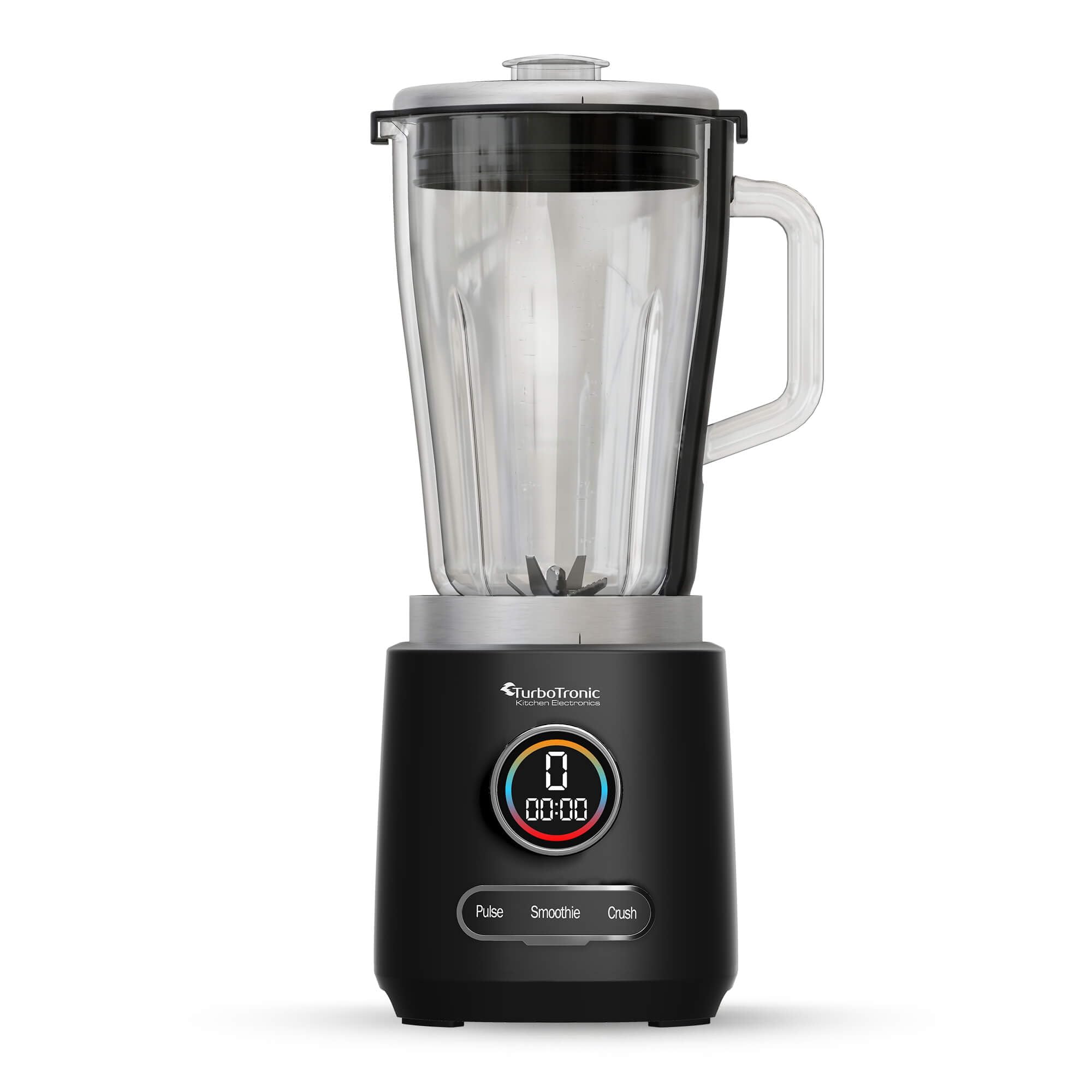 TurboTronic Standmixer - BG7-2100 Watt (25.000 RPM) mit 2,0 L Glasbehälter Edelstahl, Glas Smoothie Mixer/Maker Ice Crush Funktion Milchshaker Blender BPA FREI