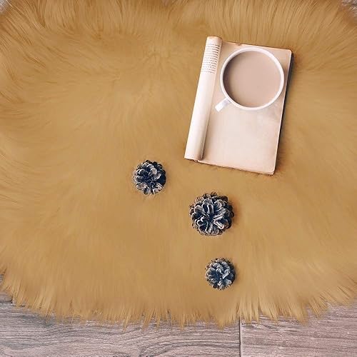 Miniatura 25 de RosieLily Alfombra de piel sintética ultra suave de 1.3 x 2 pies, alfombra lanuda de piel de oveja, alfombra gris mullida lavable a máquina