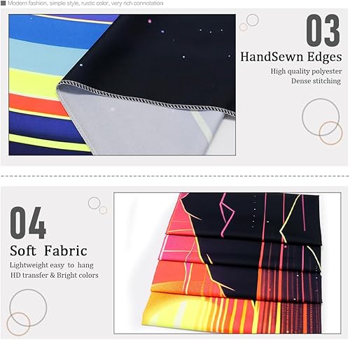 Miniatura 7 de Amhokhui Tapiz de sol con luz negra, reactivo a los rayos UV, tapices de montaña Trippy Vaporwave Retro Neon Paisaje Tapiz de 1980 Tapices