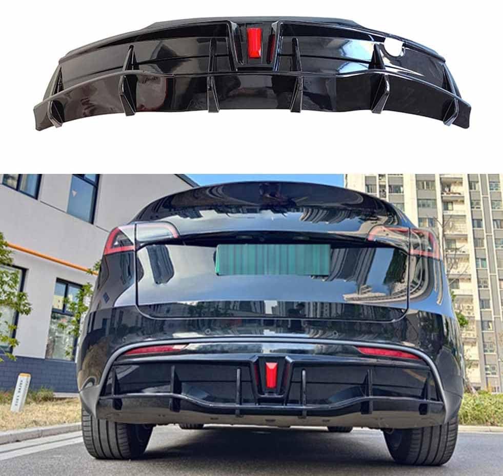 Tylny zderzak samochodowy Dyfuzor warga do Tesli Model Y 2021+, dolne tylne spojlery podwozie Anti Crash Protector Splitter ABS Akcesoria