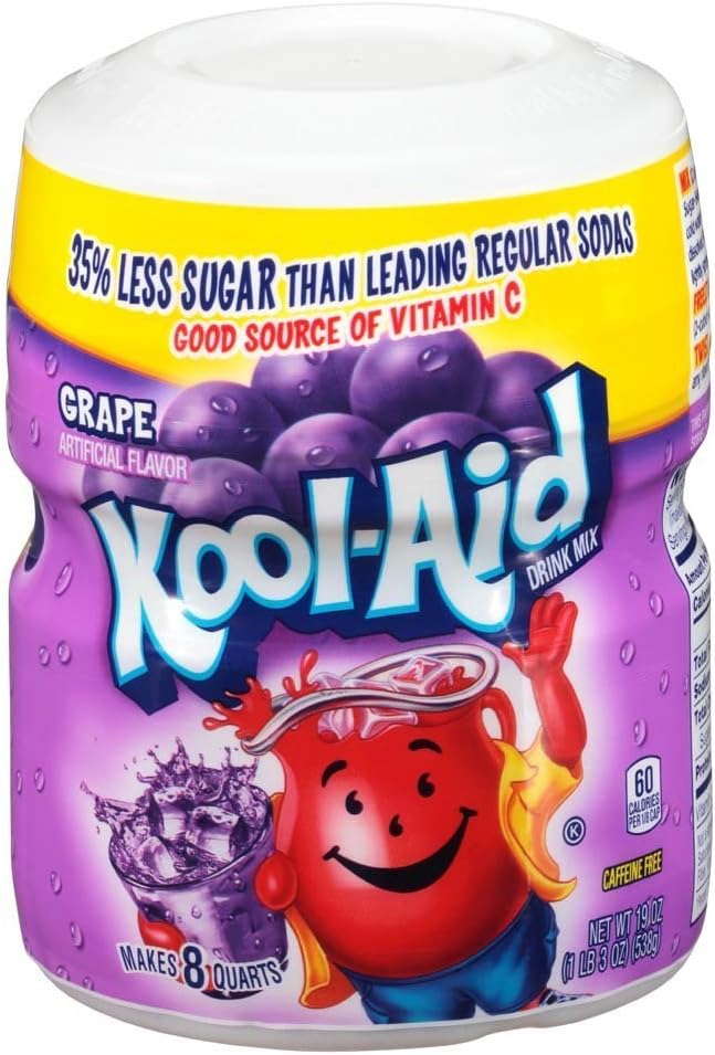 Kool-Aid Caffeine Free Grape Sweetened Powdered Drink Mix 12 Count 19 oz Canisters