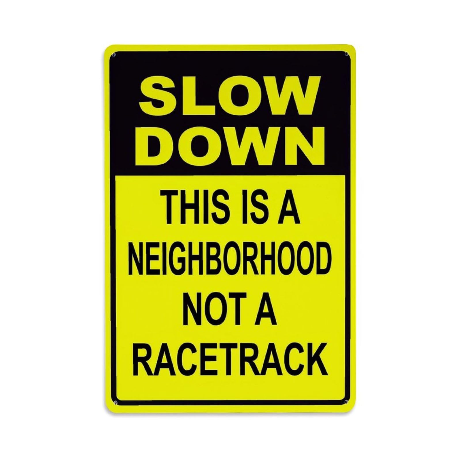Jdyaojiesheng Vintage Slow Down Neighborhood Not Racetrack_3 Tin Sign Retro Metal Wall Decor Metal Poster, Home Bar Garage Farmhouse Cafe Wall Art Decoration 8X12inches
