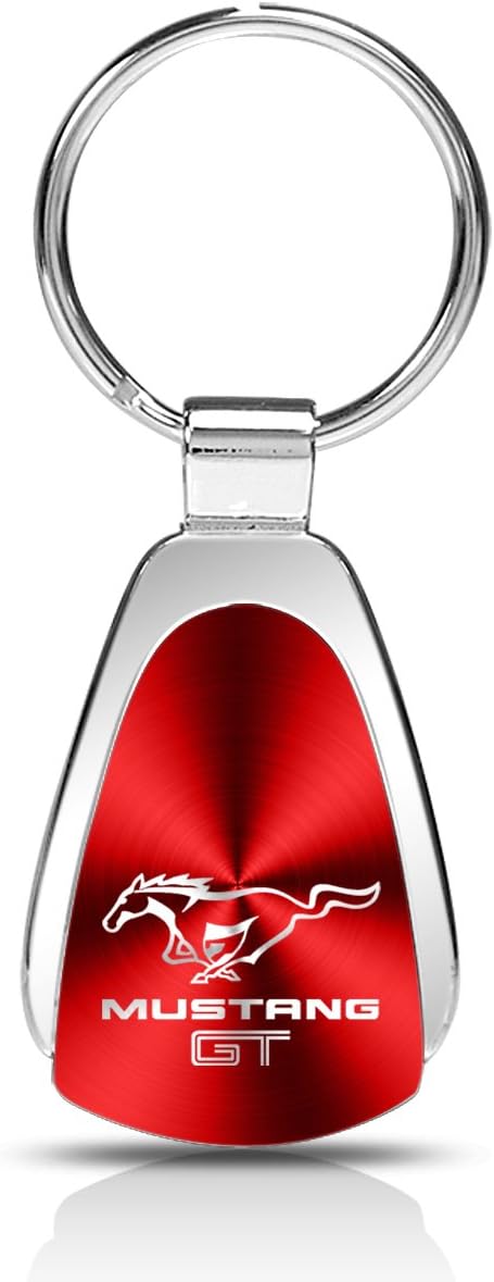 AU-TOMOTIVE GOLD Tear Drop Key Chain for Ford Mustang GT (Red)