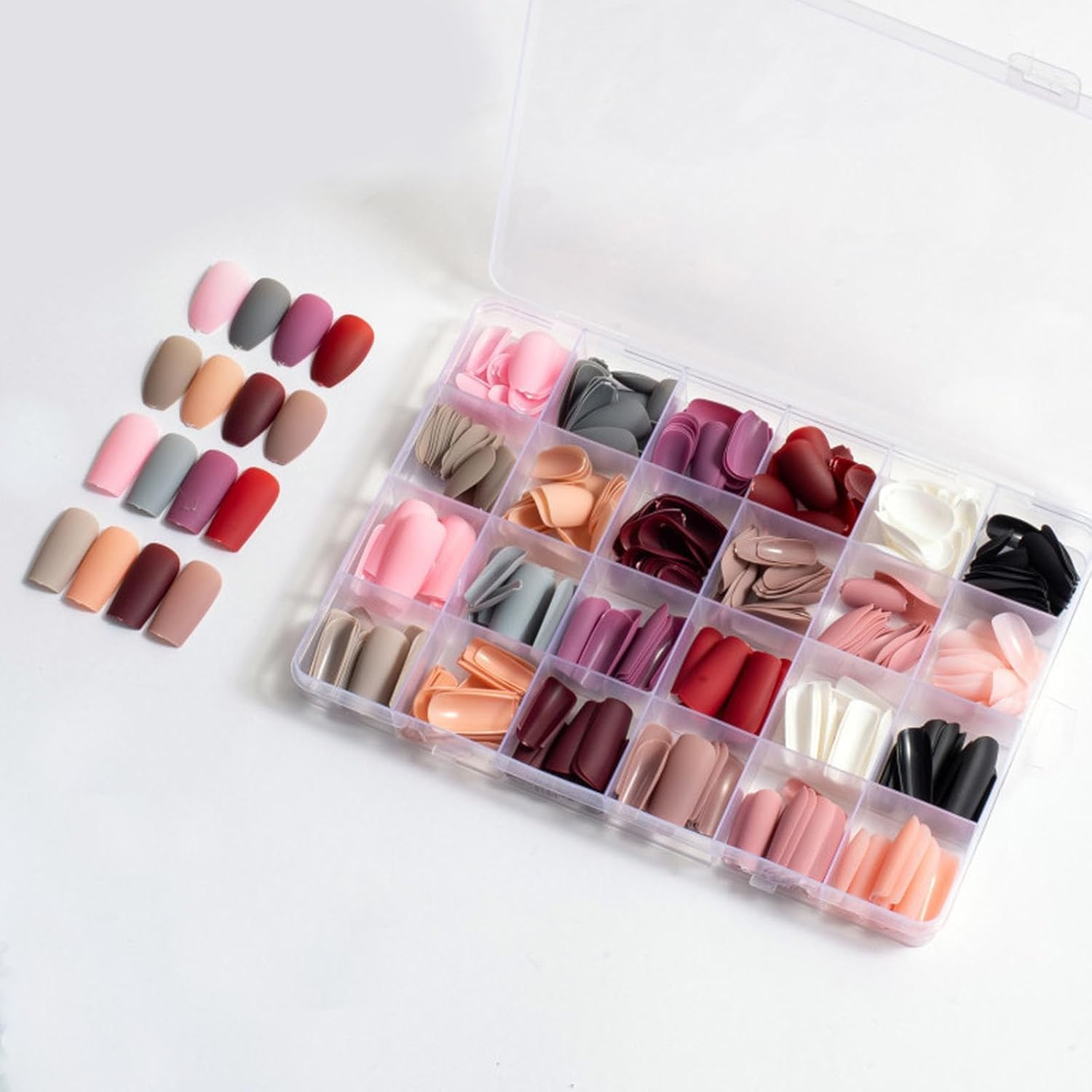 Molly Minx 576pcs Colourfull Press On Nails | 24 Colors Glossy Nude Fake Nails Full Cover Solid Color Acrylic Artificial False Nail Tips for Women Girls Nail Art Manicure-image-17