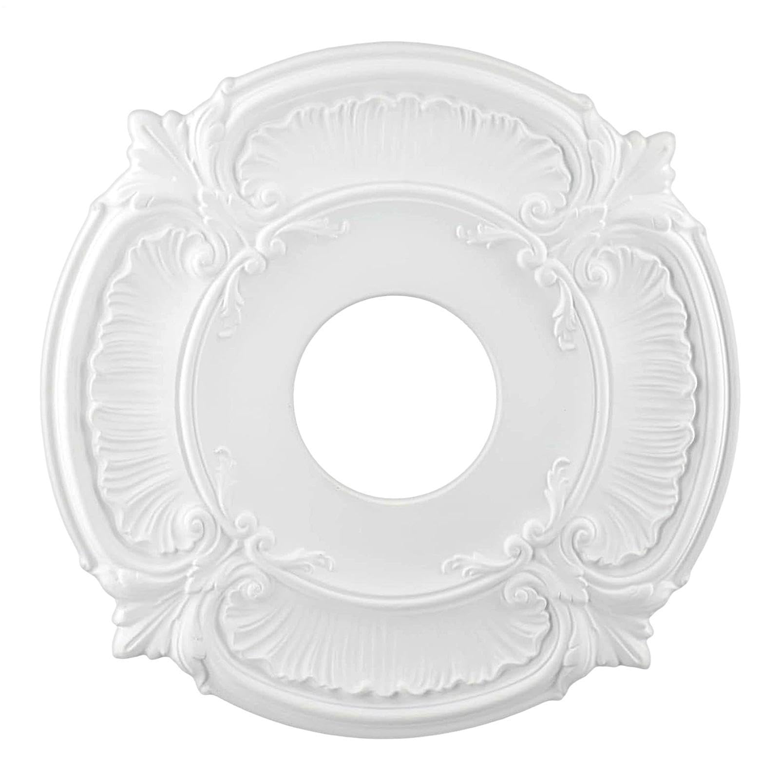 Stuckrosette Deckenrosette 30cm Weiß Aus PU Wasserfest – Runde Deckendekor Lamellenabdeckung Für Pendelleuchten & Deckenventilatoren Für Innenarchitekten & Hotelrenovierung