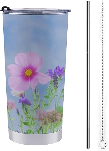 ALLMIX SPOROT Vaso de acero inoxidable de 20 onzas con tapa y pajilla con aislamiento para café taza de viaje para mamá papá regalo para el día de