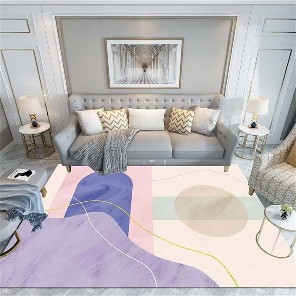Tapis cheveux courts doux violet moderne minimaliste de dimensions 140x210 cm