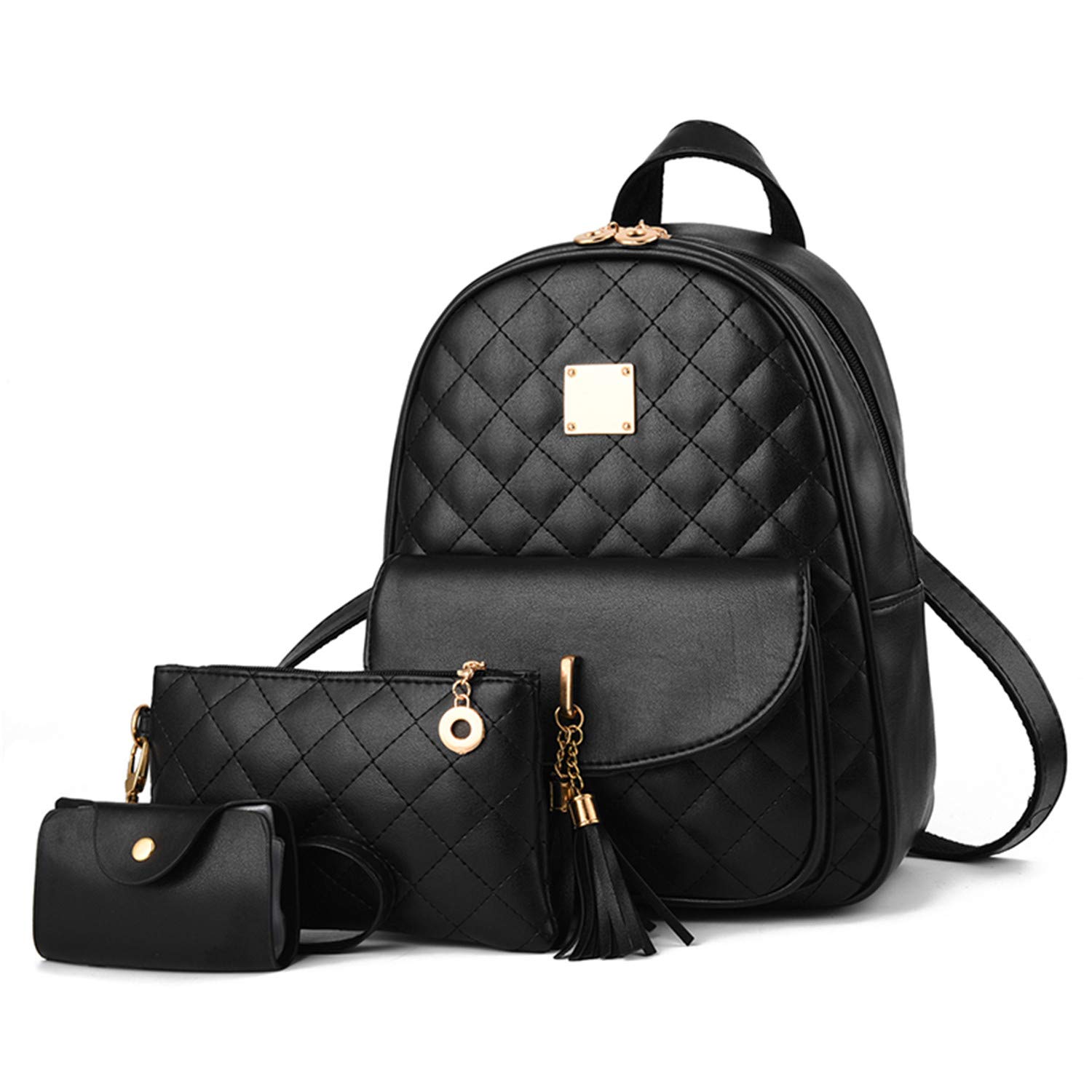EVEOUT Mochila de Cuero PU para Mujer Mochila Informal para Viajar Trabajo Escolar Bandolera Conjunto de Mochila