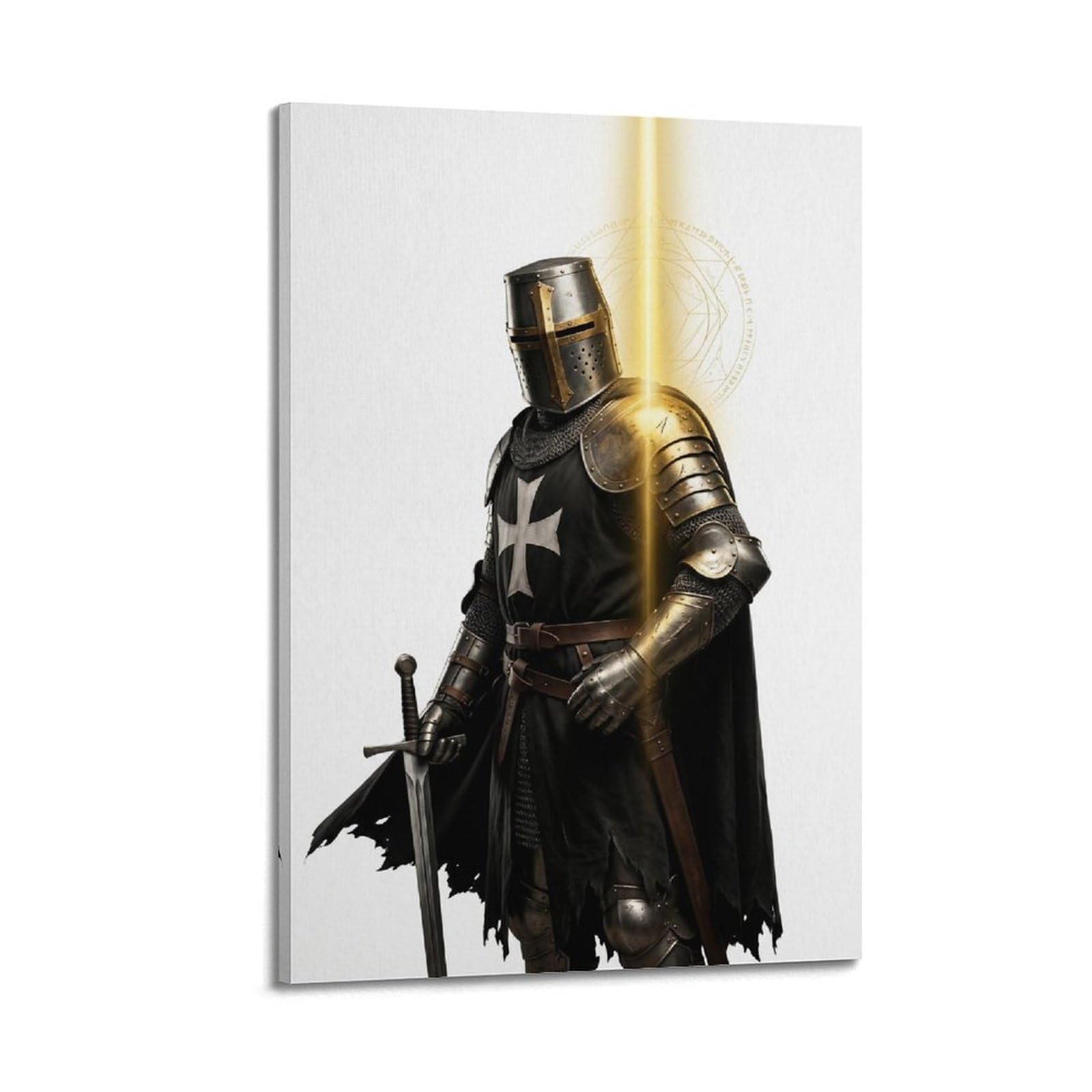 OKNGB Vintage Templar Knight Poster Helmet Portrait Medieval Armor Decorative Painting Canvas Art Picture 24x36inch(60x90cm)