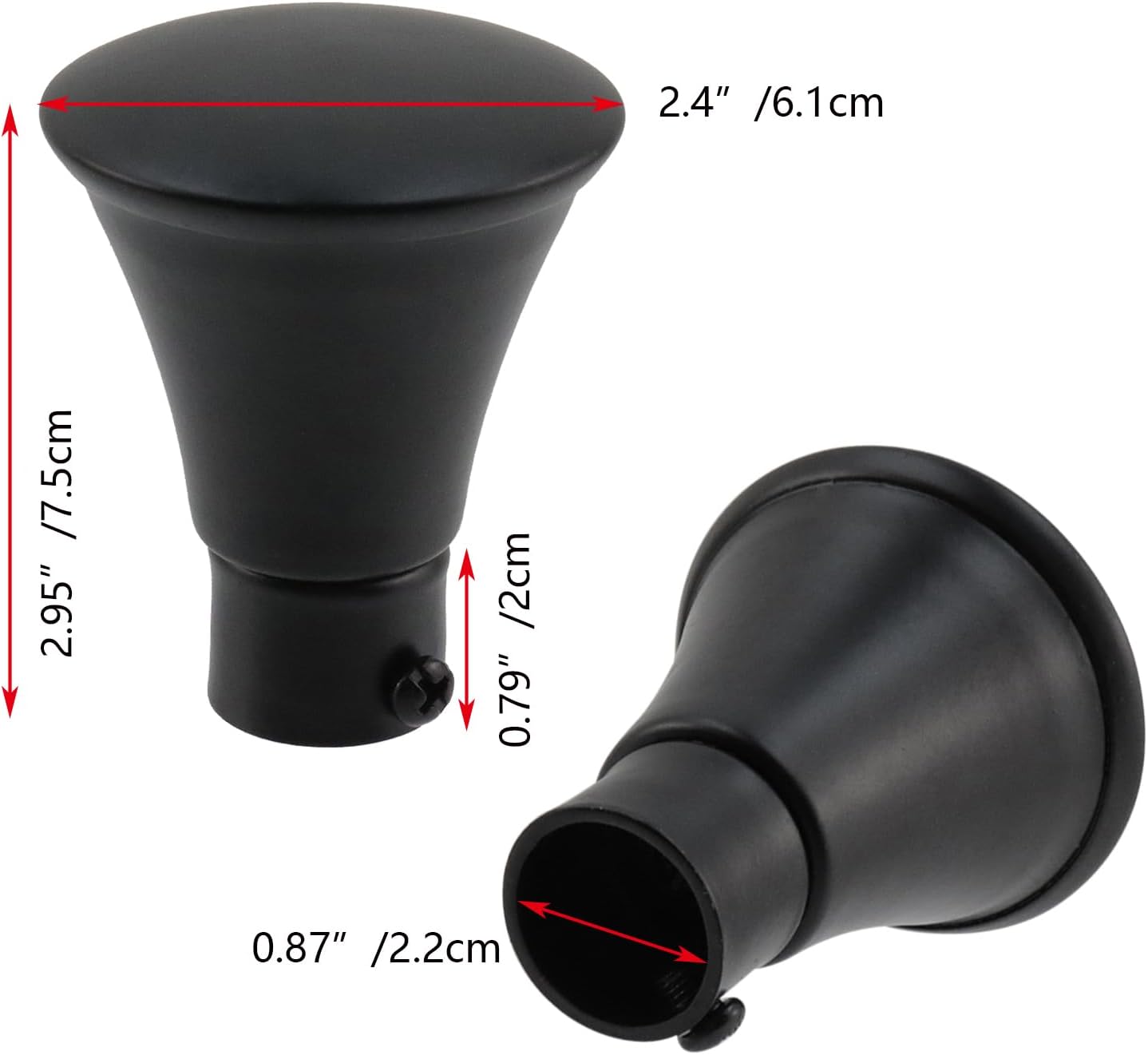 KUMGROT 0.87" Dia Bell-Shaped Curtain Rod End Cap, Curtain Rod Cap Replacement, Diy Curtain Rod Accessoies Decorative Caps for Bedroom, Living Room, Kitchen, And Bathroom, 2 Pcs