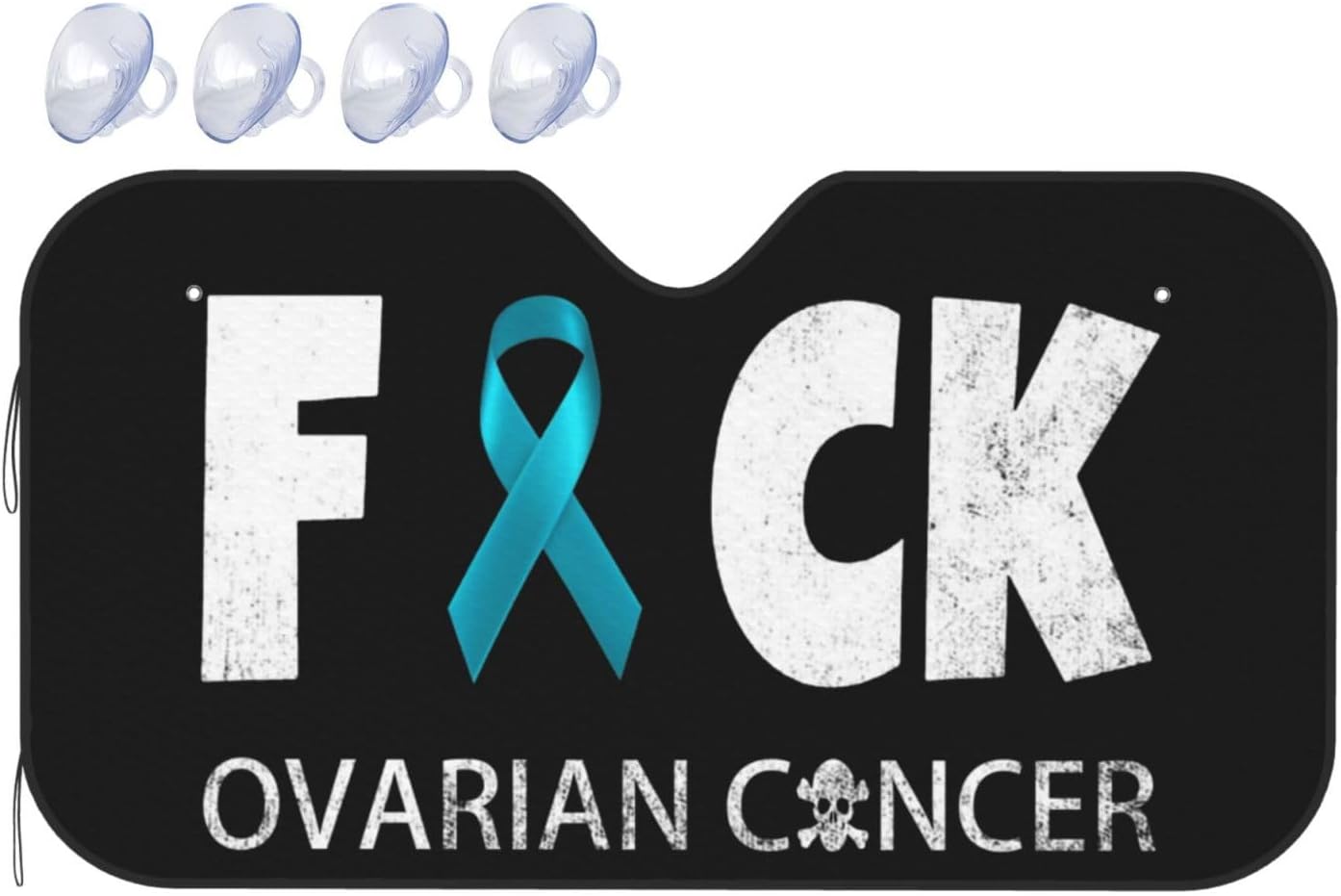 Ovarian Cancer Warrior Aweareness Ribbon Foldable Car Windshield Sunshade Blocks Heat and Sun Glare Uv Rays
