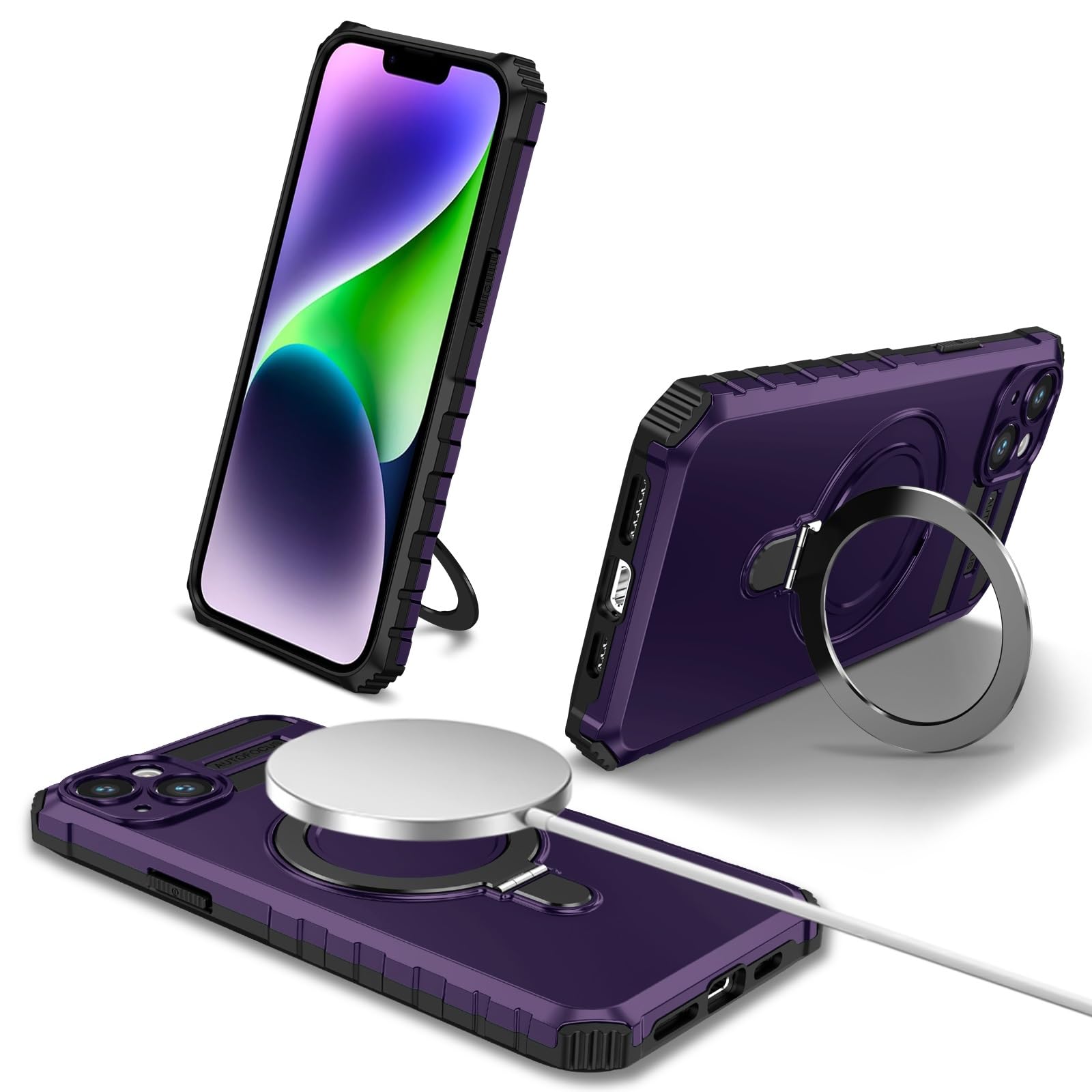 Coque iPhone 14 robuste et magnétique avec anneau de protection - 8