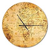 DesignQ - Orologio da parete rustico, con lente d'ingrandimento sulla mappa del mondo, per casa, camera da letto, bagno, ufficio, soggiorno, decorazione