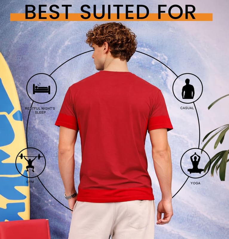 Image of Sleepynuts Men's Regular Fit Round Neck Half Sleeves Solid Casual Wear T-Shirt