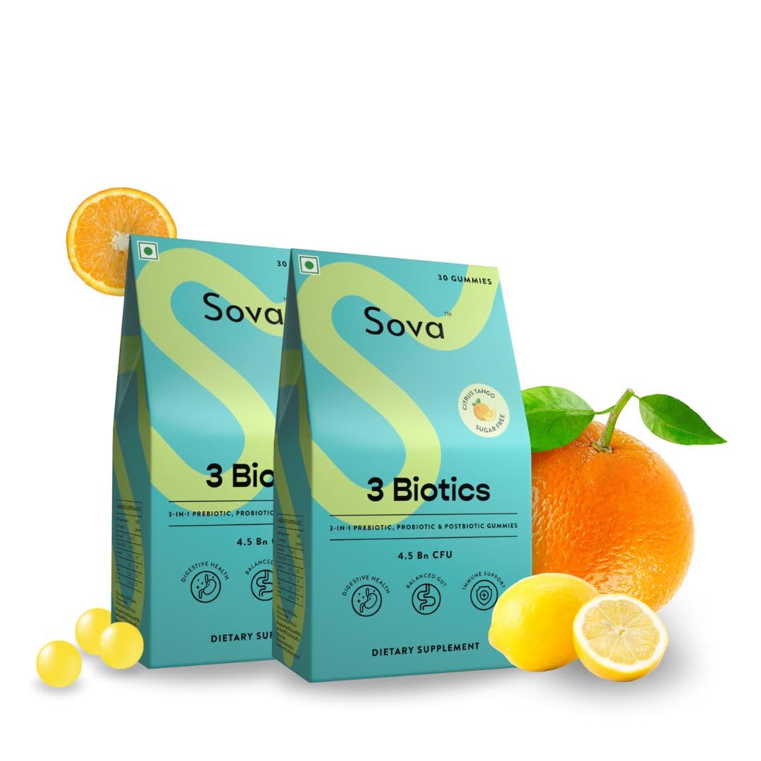 Sova 3Biotics 3-in-1 Gut Health Gummies | Prebiotics, Probiotics & Postbiotics | Post Meal Digestive | Smooth Digestion | Gut Balance | Immune Support | 4.5 Bn CFU | Plant Fiber | 60 Vegan Gummies | Sugar-Free (B0CRV9145R) Amazon Price History, Amazon Price Tracker