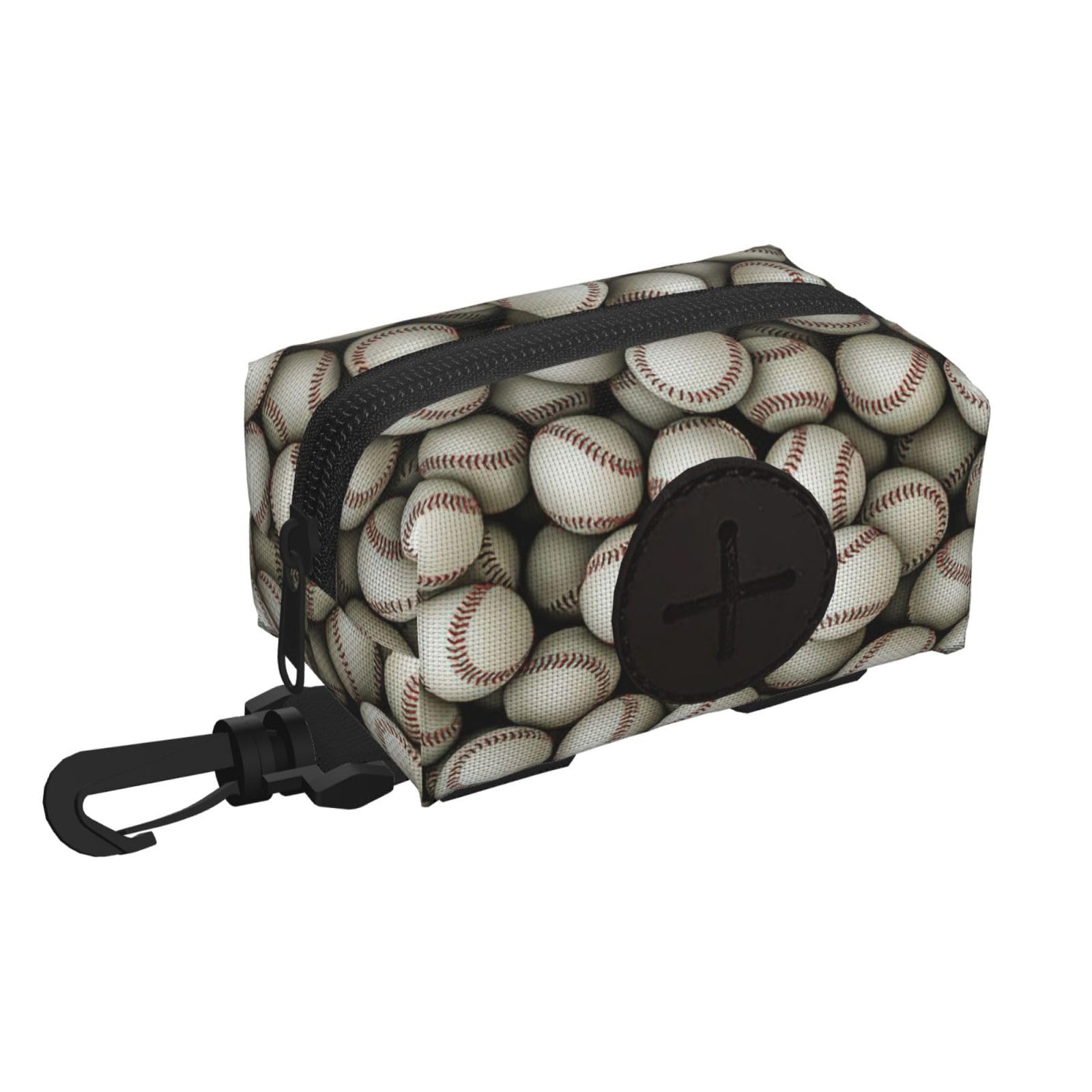 Pphgut Black Baseball Print Waterproof Pet Waste Treat Bag Outdoor Walking Hiking Pouch Camping Accessory